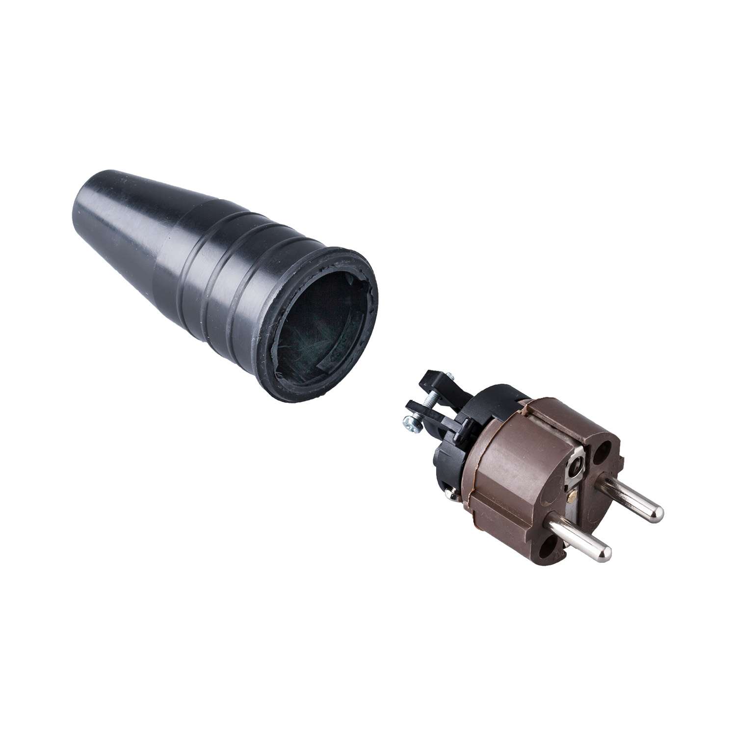 Keraf - 521 - Volrubber contactstop 16A 250V~ bus/randaarde blok bruin ral 8014