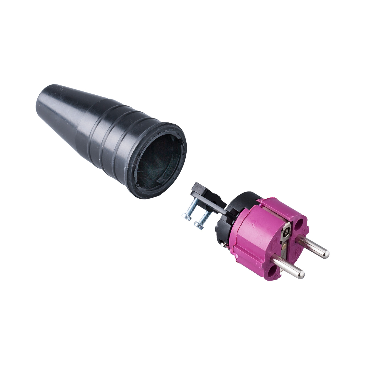 Keraf - 521 - Volrubber contactstop 16A 250V~ bus/randaarde blok paars ral 4010