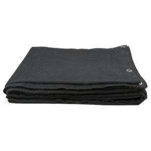 StageTex - Moltondoek met ringen 300gr - 6m x 6m - zwart - Brandvertragend